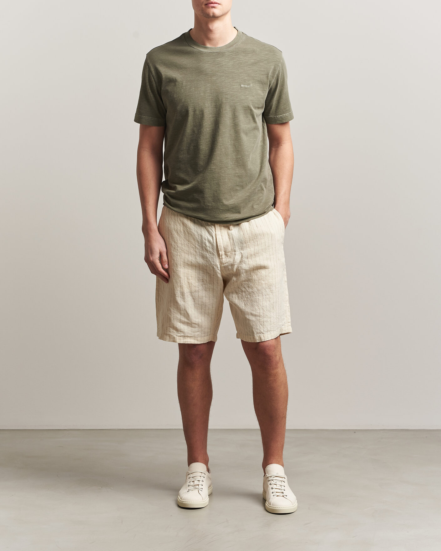 Heren | T-shirts | Gant | Washed Slub T-Shirt Dry Herb Green