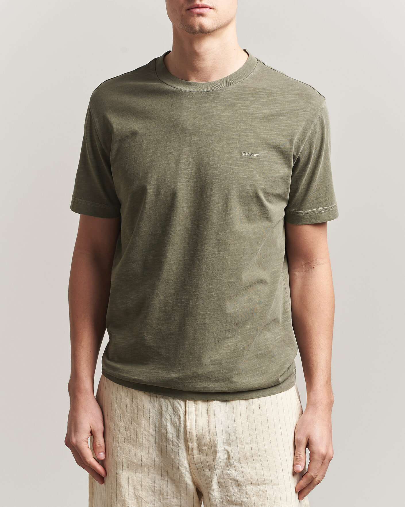 Heren | T-shirts | Gant | Washed Slub T-Shirt Dry Herb Green