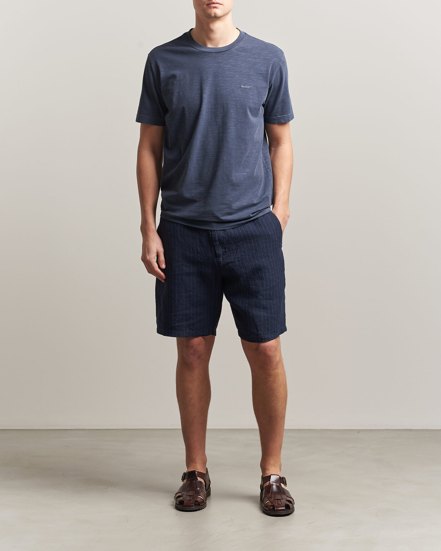Heren | T-shirts | Gant | Washed Slub T-Shirt Evening Blue