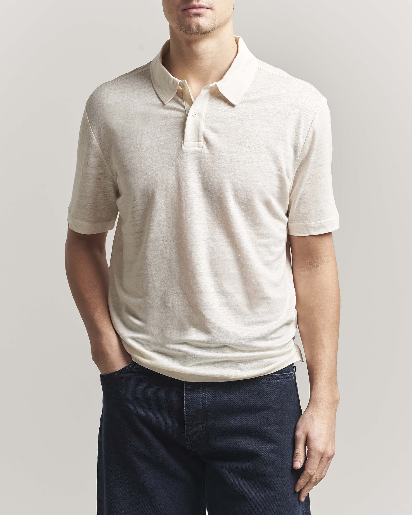 Heren | Polo's | GANT | Linen Polo Creamed White