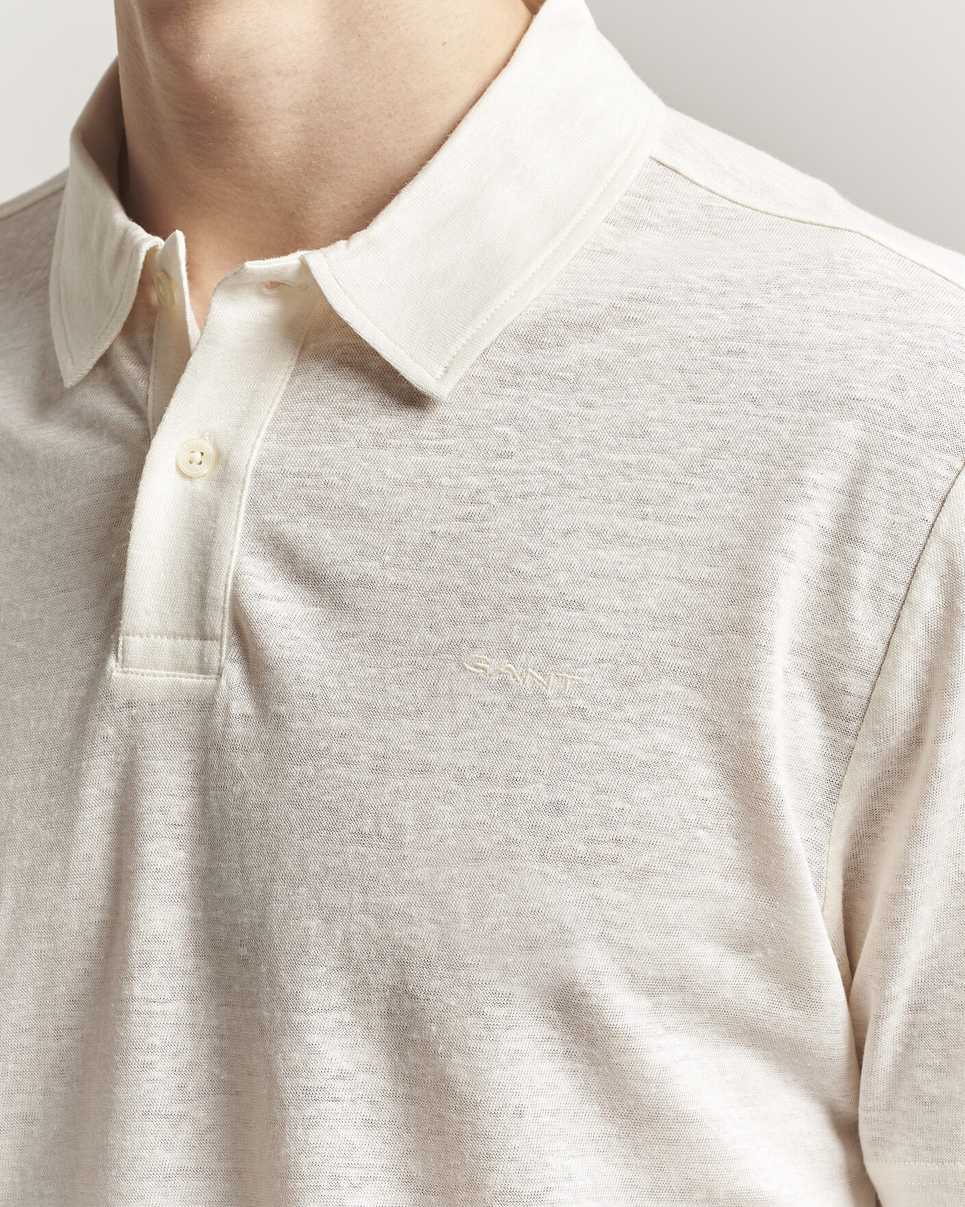 Heren | Polo's | Gant | Linen Polo Creamed White
