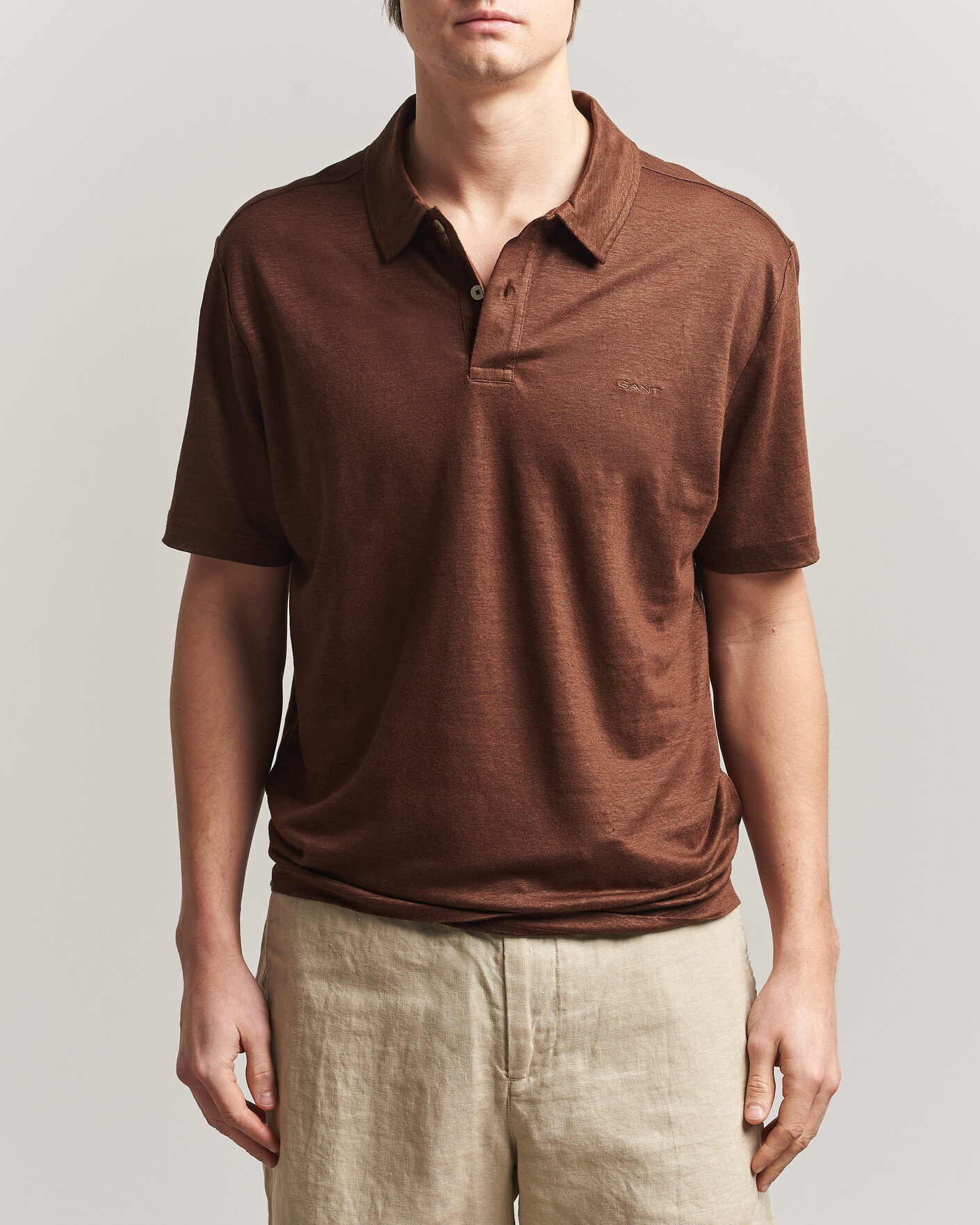 Heren | Polo's | Gant | Linen Polo Mahogany Brown