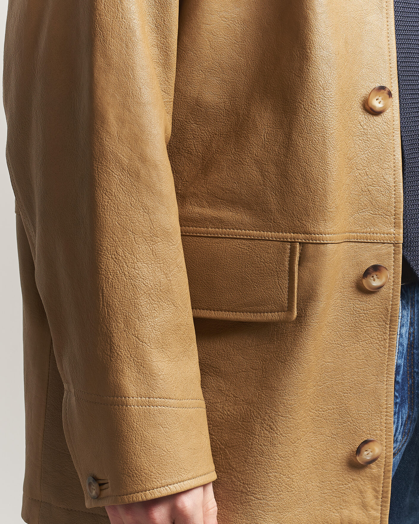 Heren | Jassen | GANT | Leather Decker Jacket Warm Khaki