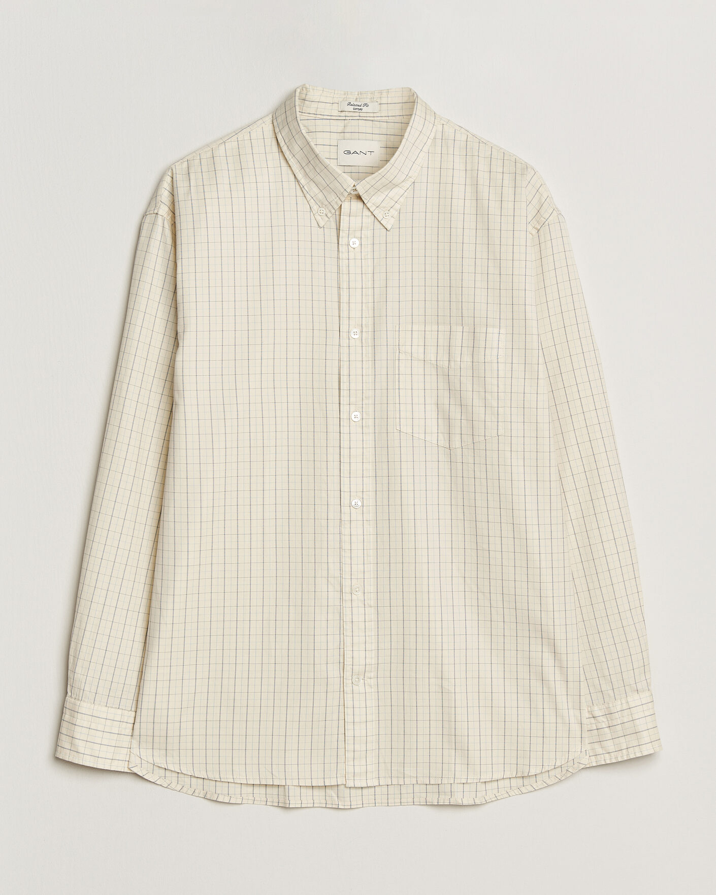 Heren | Overhemden | Gant | Relaxed Fit Dreamy Oxford Checked Shirt Creamed White