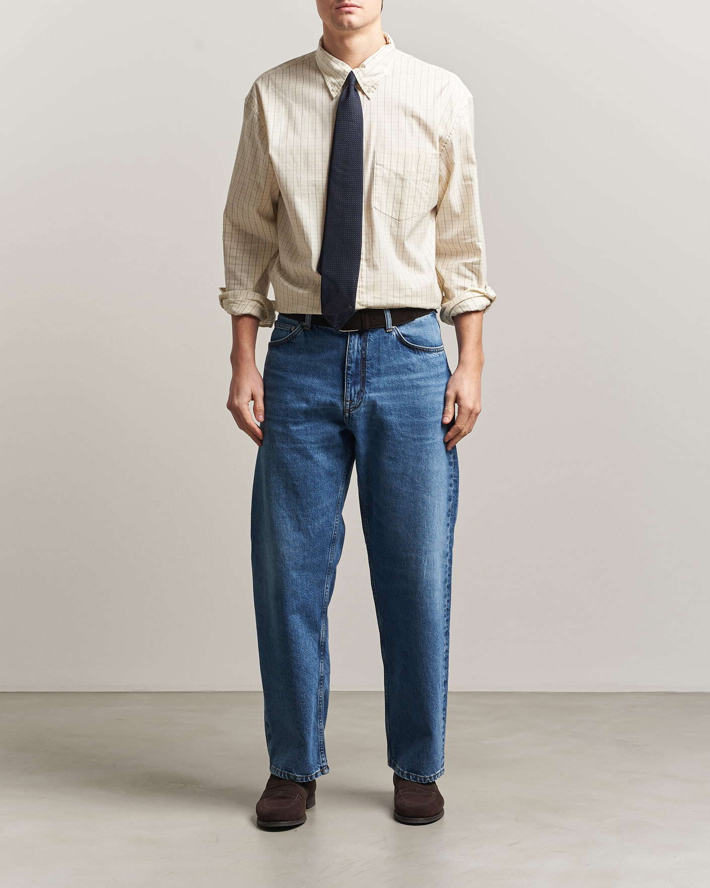 Heren | Overhemden | GANT | Relaxed Fit Dreamy Oxford Checked Shirt Creamed White