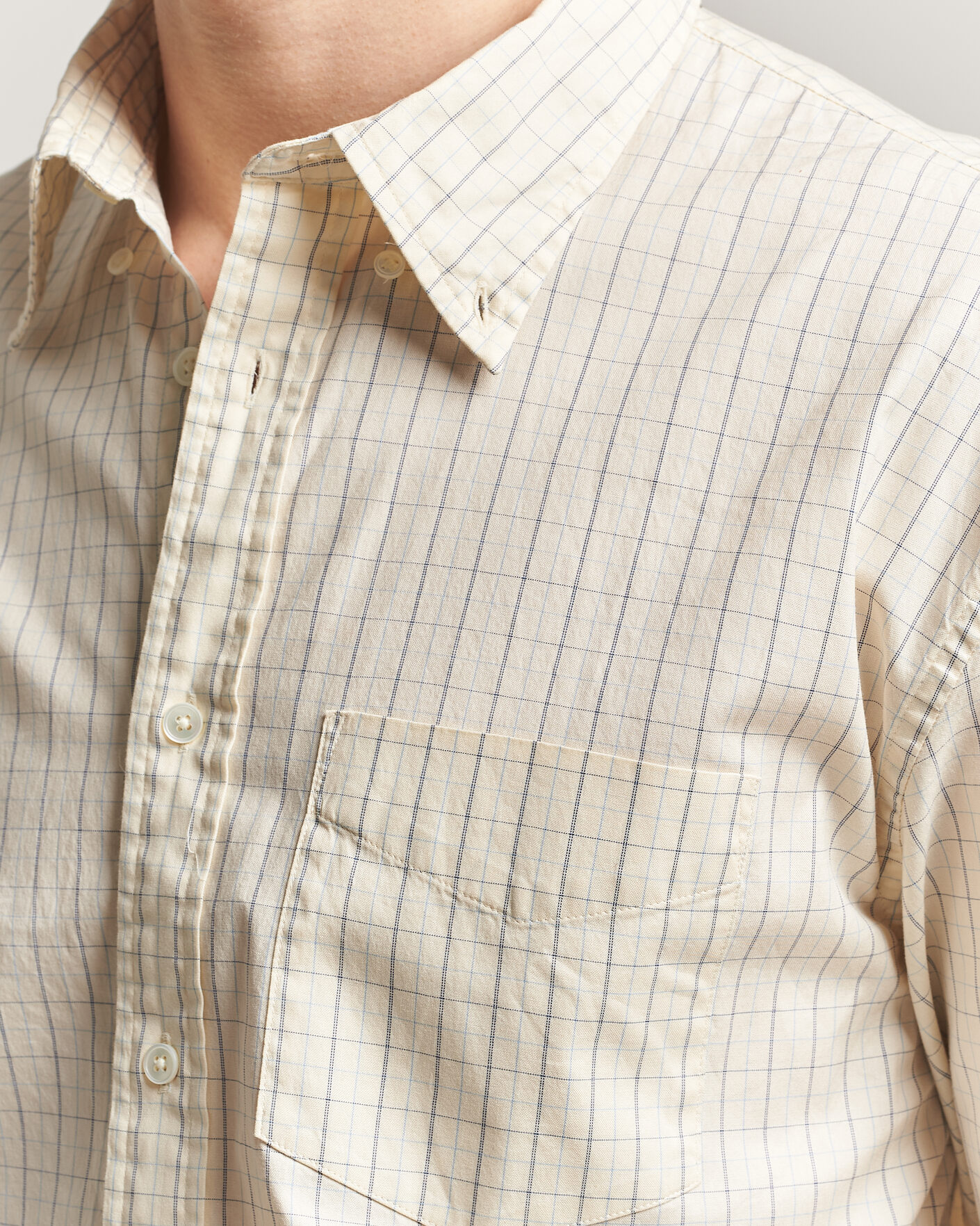 Heren | Overhemden | GANT | Relaxed Fit Dreamy Oxford Checked Shirt Creamed White