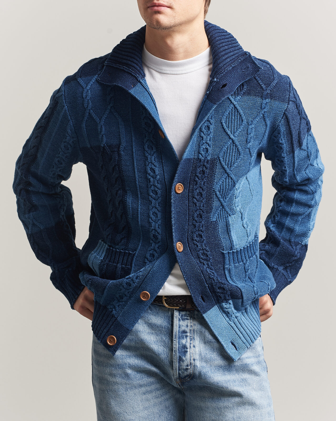 Heren | Truien | Gant | Indigo Cotton Cable Cardigan Rich Navy