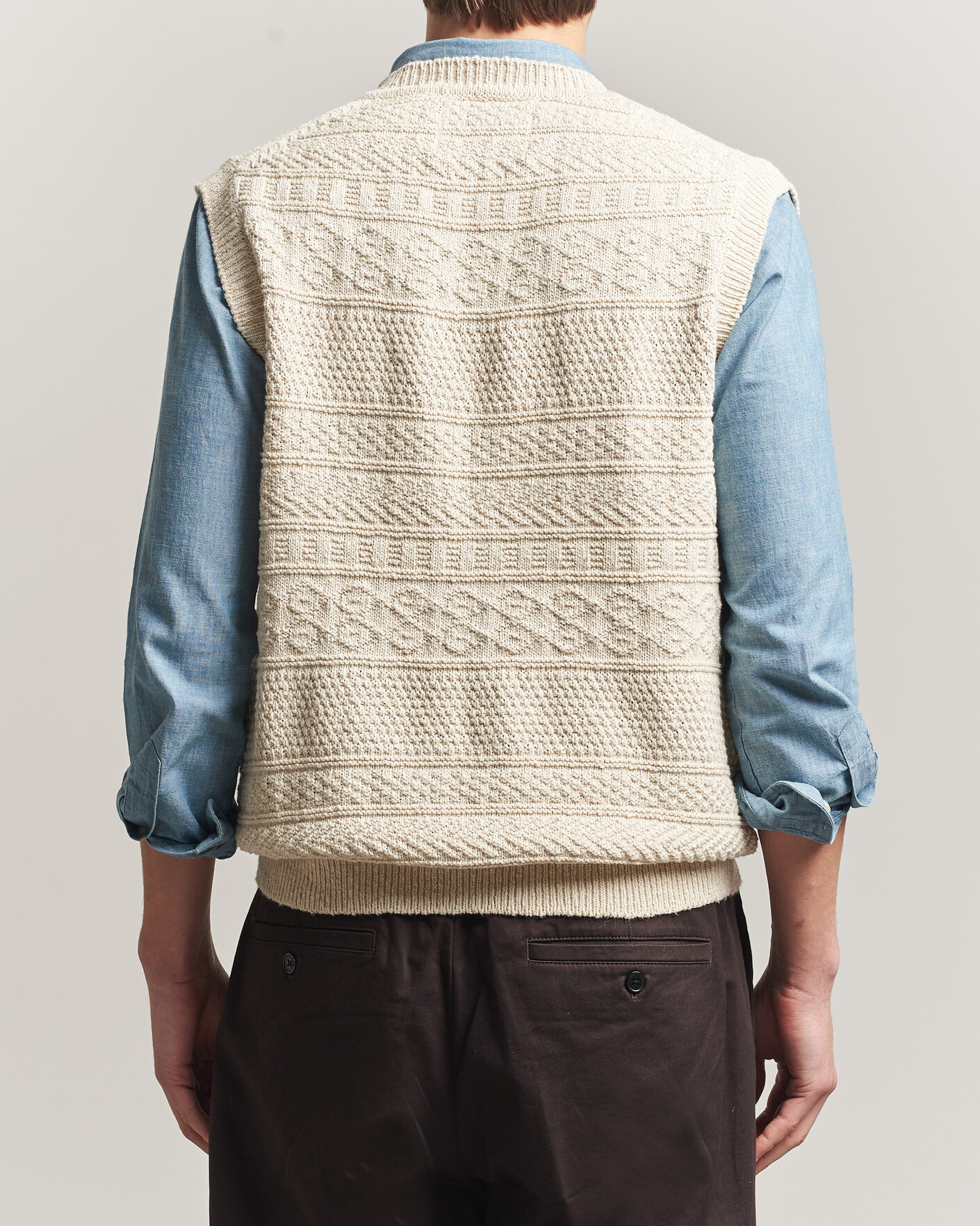 Heren | Truien | GANT | Cotton/Linen Textured Vest Creamed White
