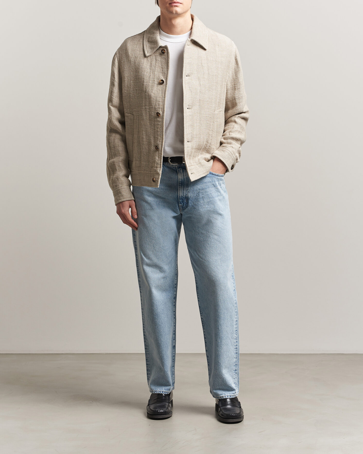 Heren | Jassen | Gant | Washed Linen Jacket Light Taupe