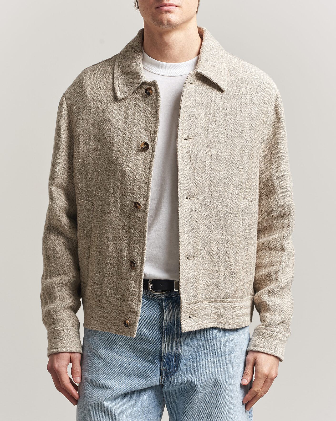 Heren | Jassen | Gant | Washed Linen Jacket Light Taupe