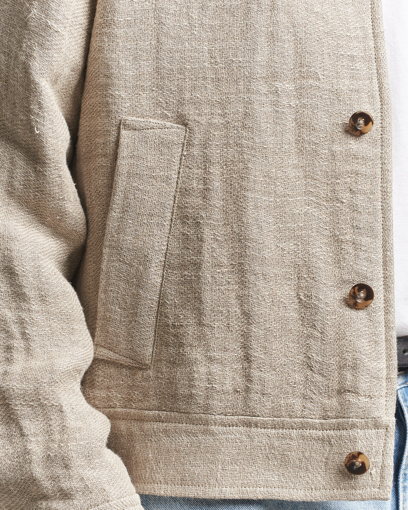 Heren | Jassen | GANT | Washed Linen Jacket Light Taupe