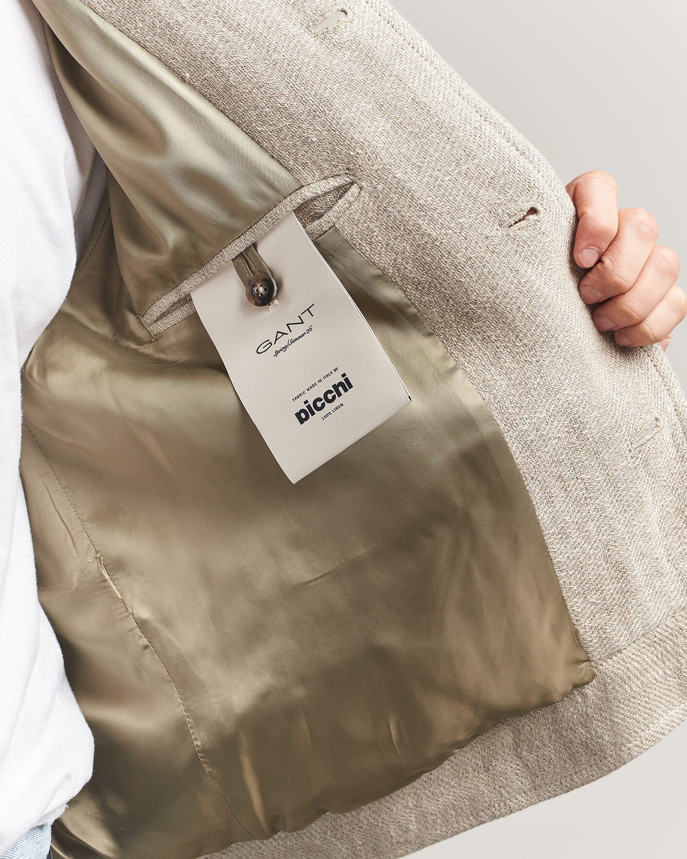 Heren | Jassen | Gant | Washed Linen Jacket Light Taupe