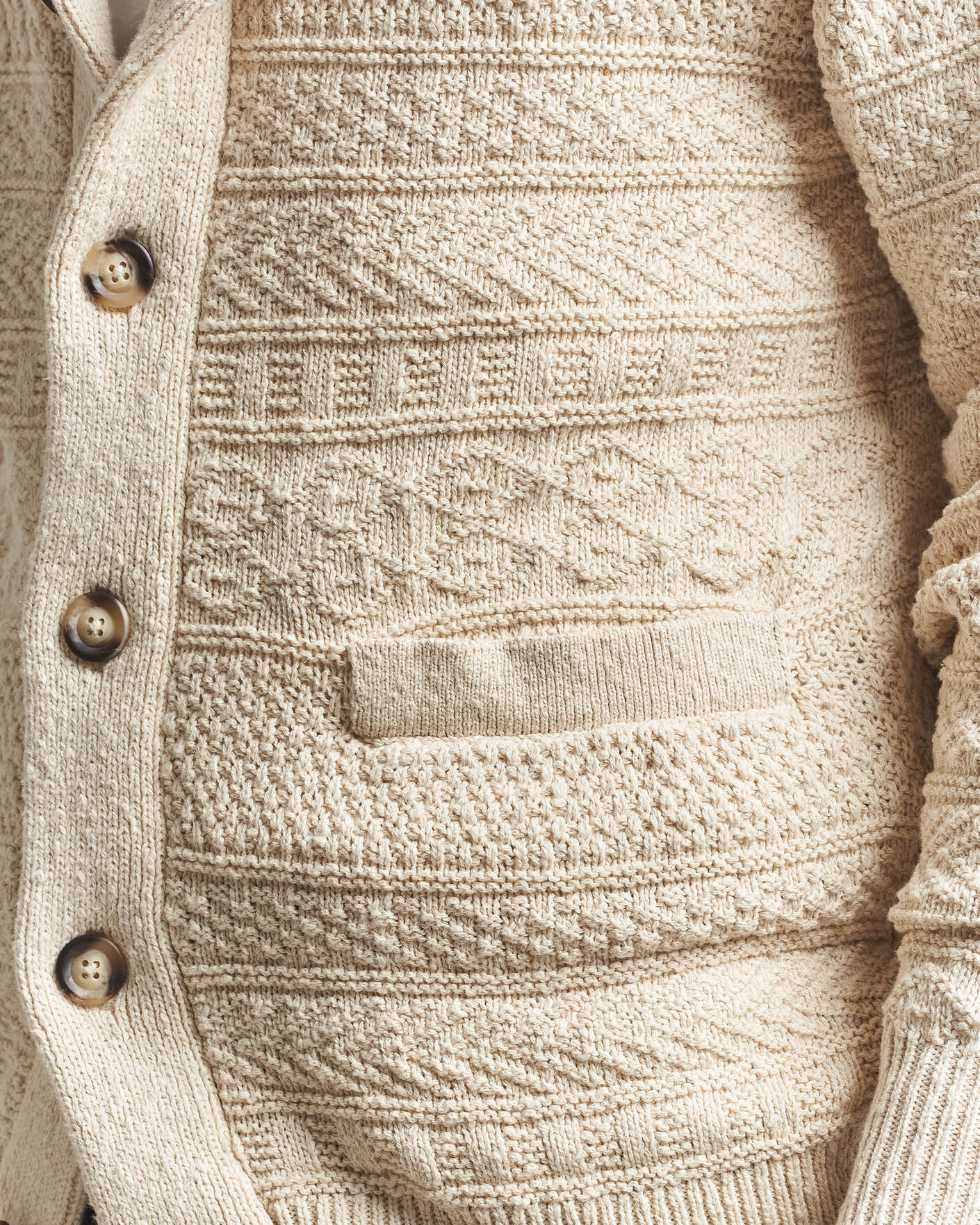 Heren | Truien | Gant | Cotton/Linen Textured Cardigan Creamed White