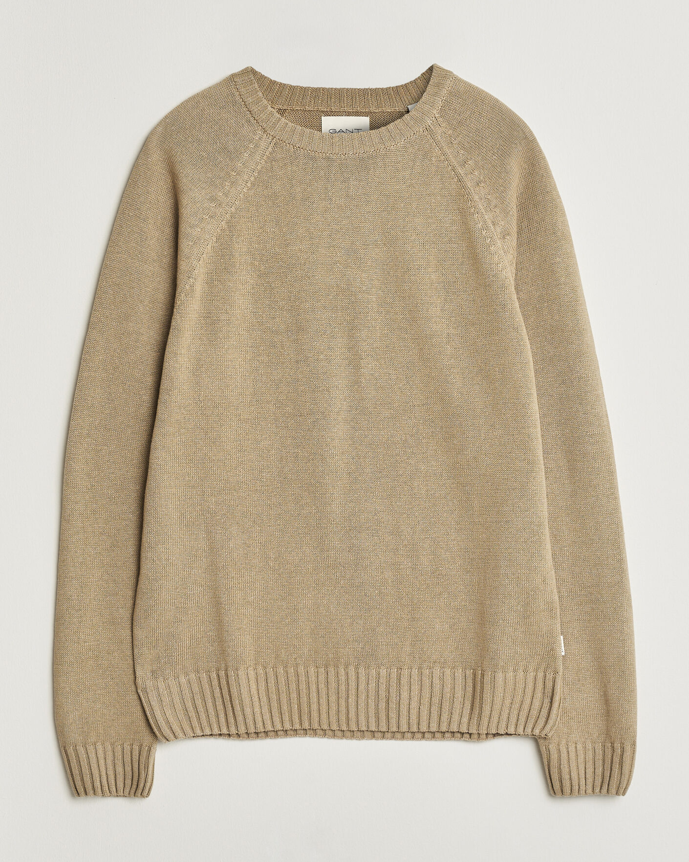 Heren | Truien | GANT | Linen/Cotton Crew Neck Sweater Dark Khaki