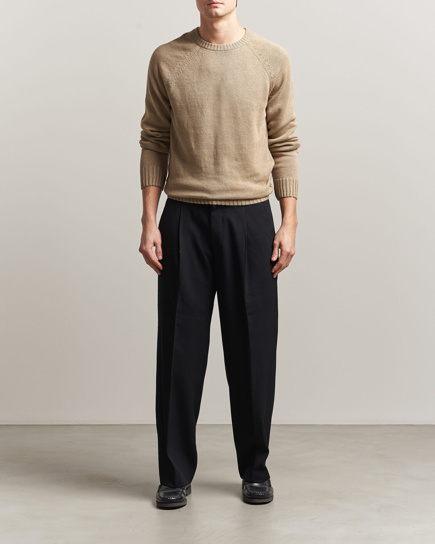 Heren | Truien | Gant | Linen/Cotton Crew Neck Sweater Dark Khaki