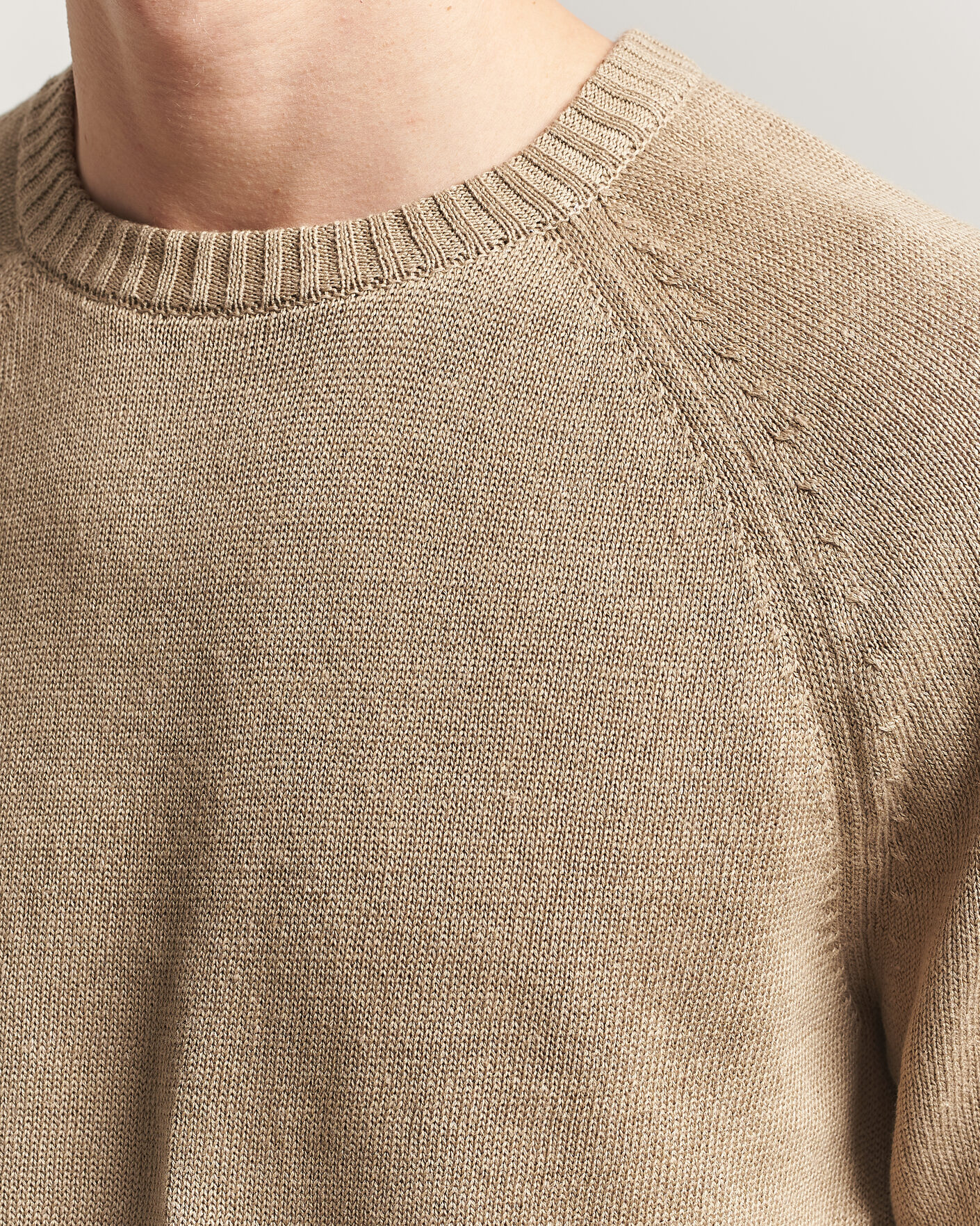 Heren | Truien | Gant | Linen/Cotton Crew Neck Sweater Dark Khaki