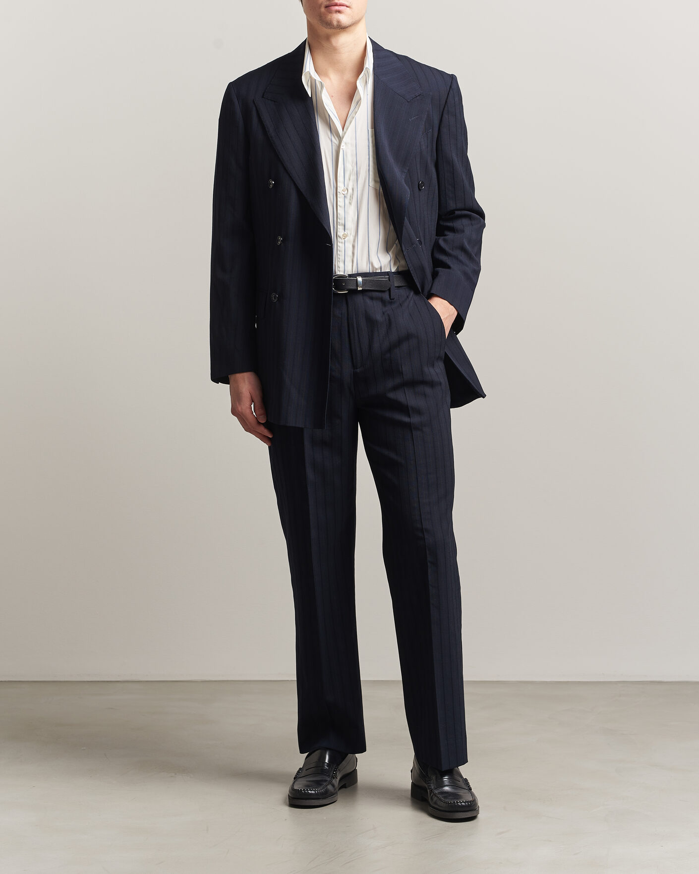 Heren | Broeken | Gant | Tonal Pinstriped Suit Pants Evening Blue