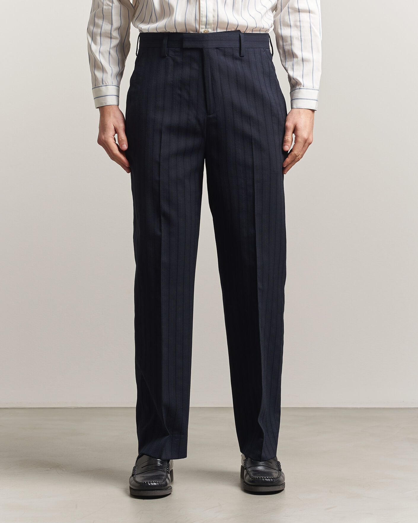 Heren | Broeken | Gant | Tonal Pinstriped Suit Pants Evening Blue