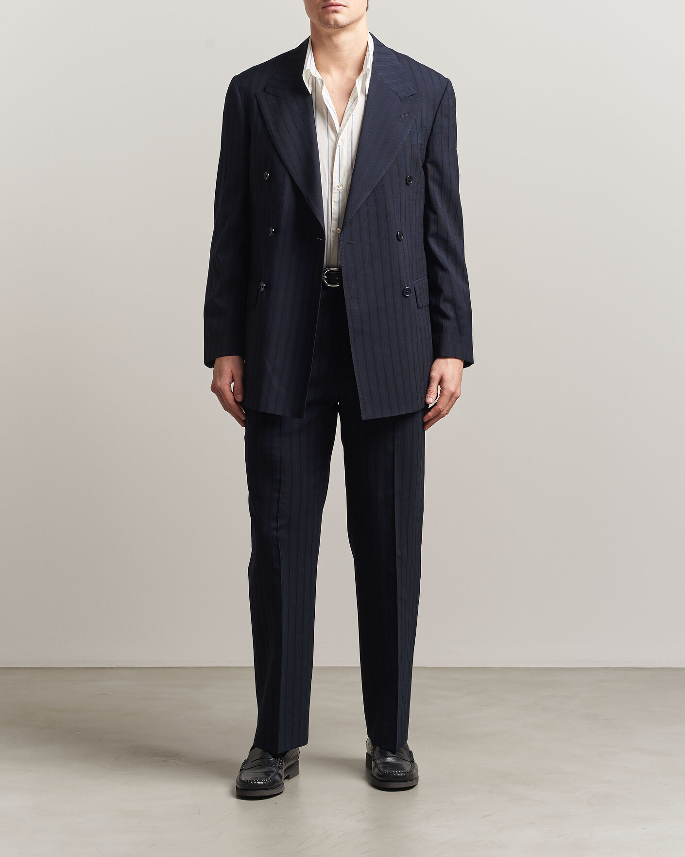 Heren | Blazers | GANT | Tonal Pinstriped Suit Blazer Evening Blue