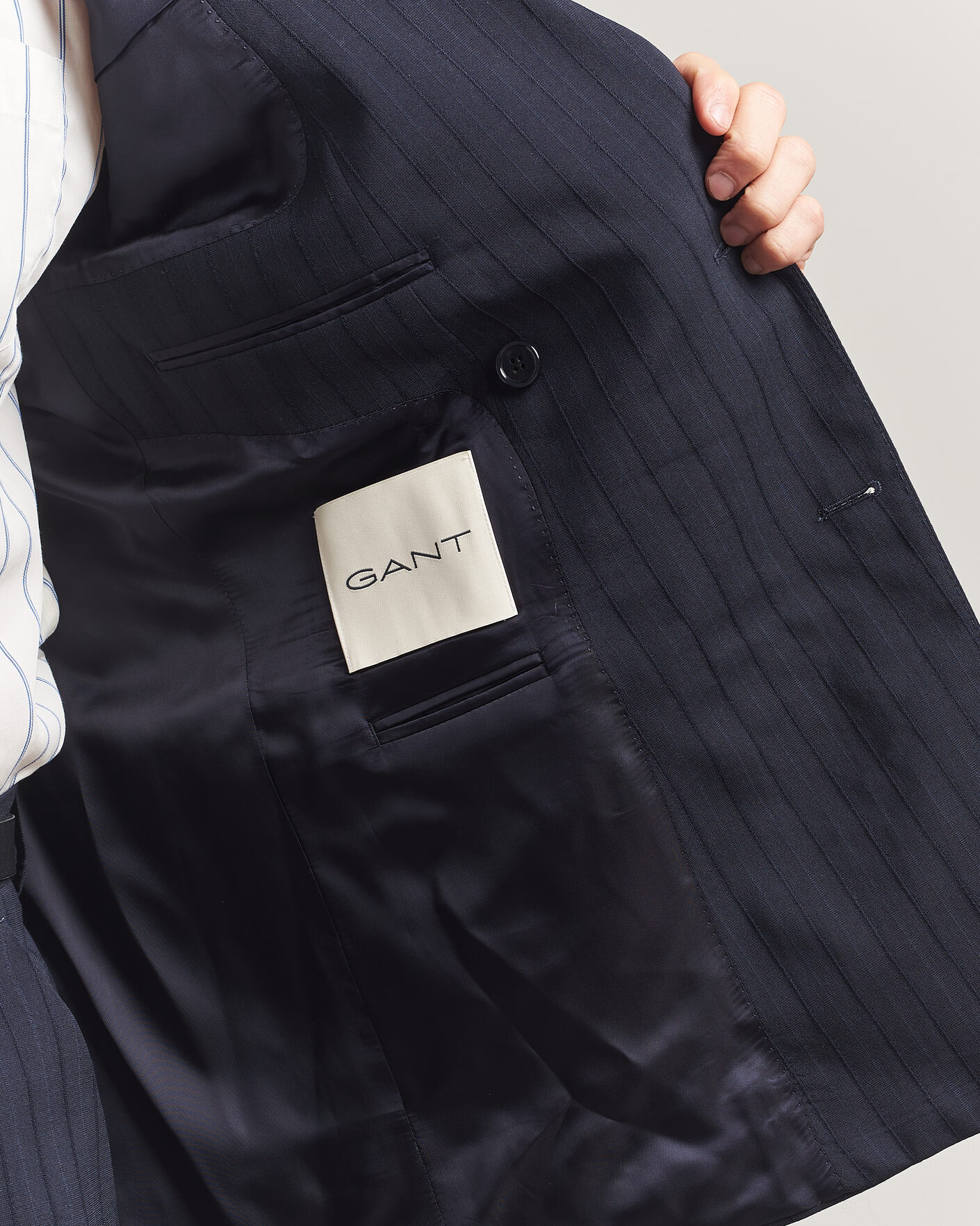 Heren | Blazers | Gant | Tonal Pinstriped Suit Blazer Evening Blue