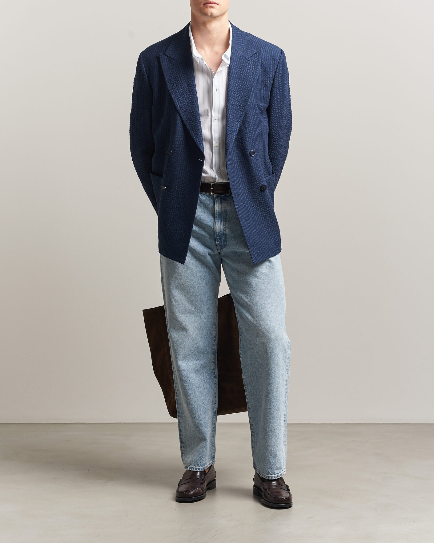 Heren | Blazers | Gant | Linen Indigo Seersucker Blazer Bid Blue