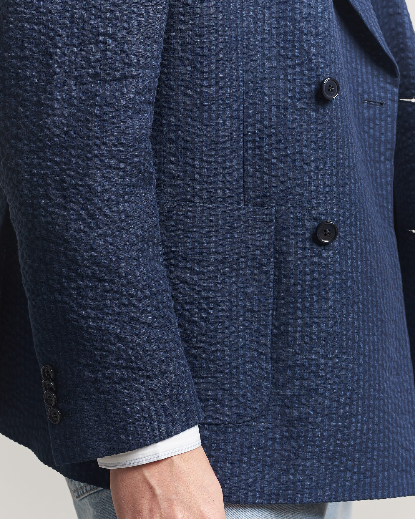 Heren | Blazers | Gant | Linen Indigo Seersucker Blazer Bid Blue