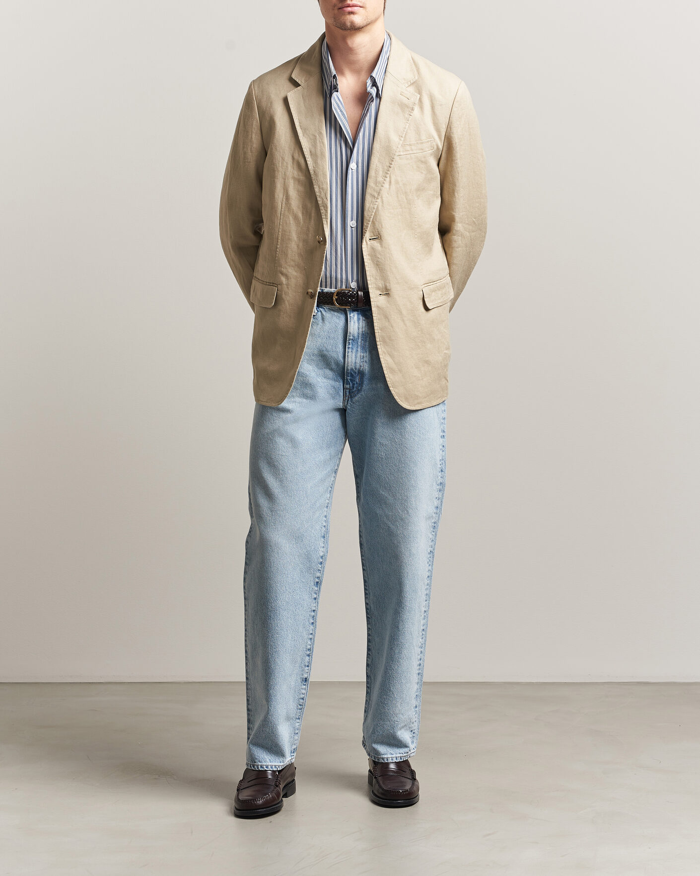 Heren | Blazers | Gant | Garment Dyed Linen Blazer Oat Beige