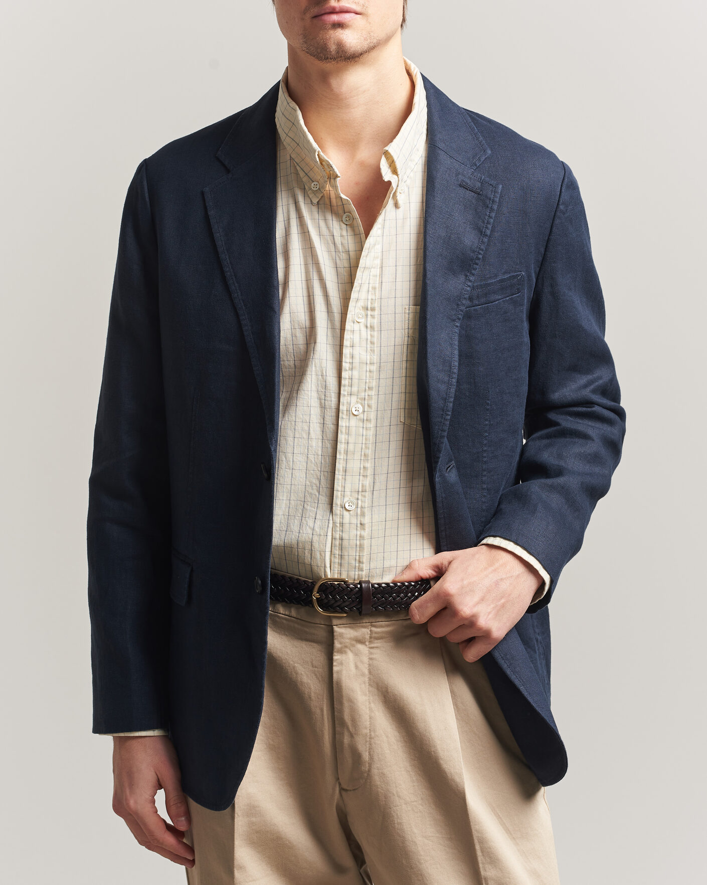 Heren | Blazers | GANT | Garment Dyed Linen Blazer Evening Blue