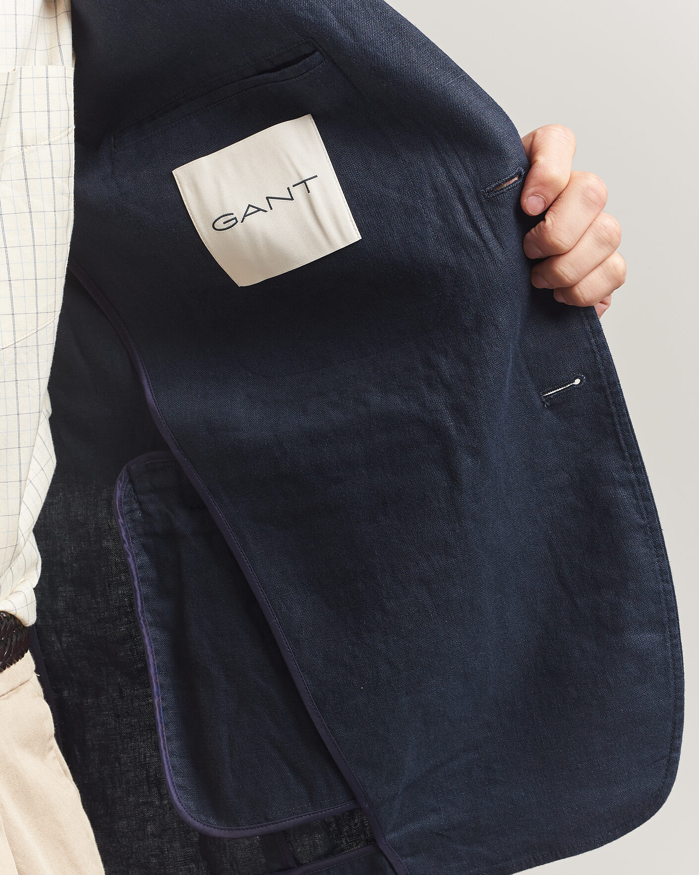 Heren | Blazers | Gant | Garment Dyed Linen Blazer Evening Blue