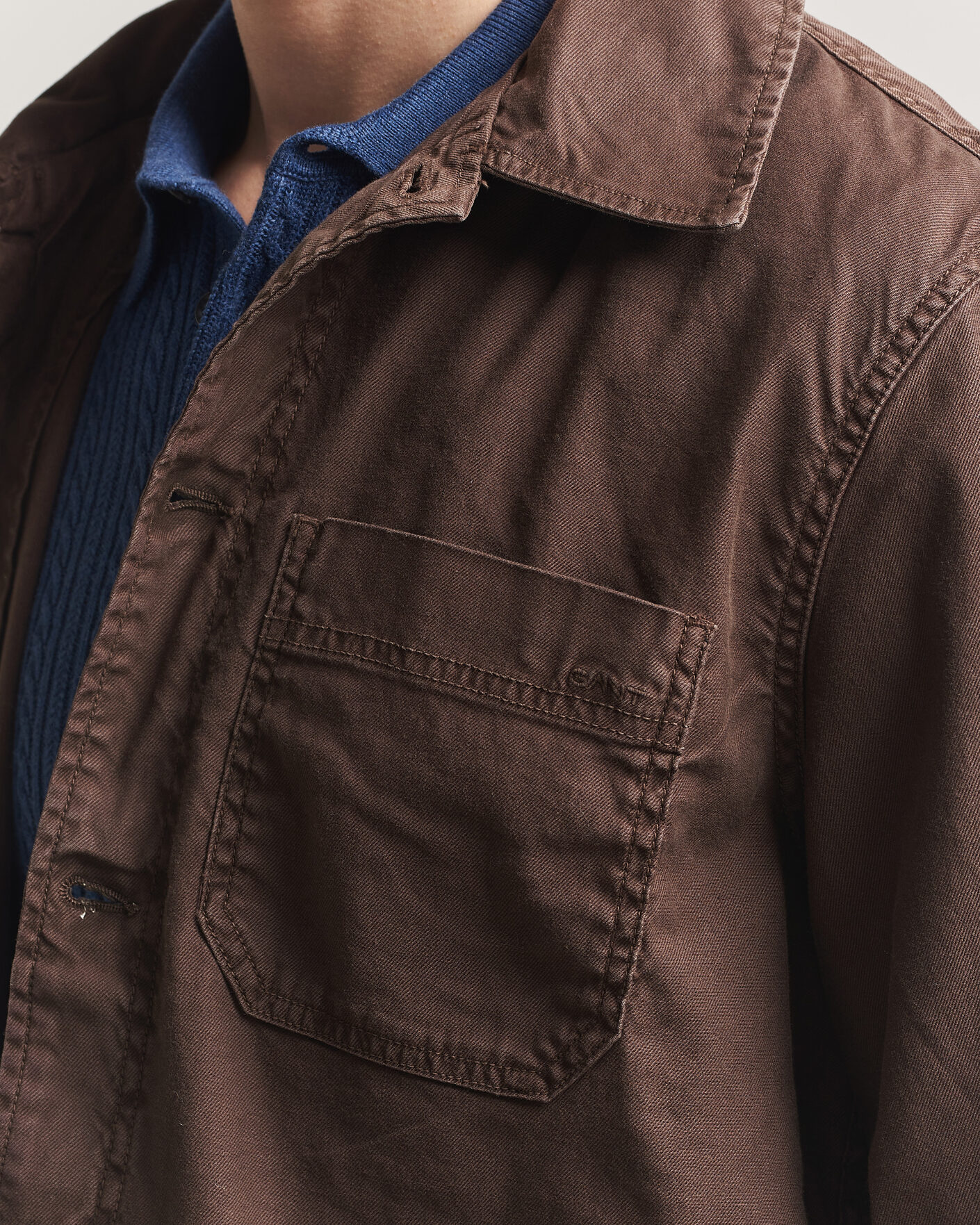 Heren | Overhemden | Gant | Regular Fit Cotton/Linen Overshirt Rich Brown