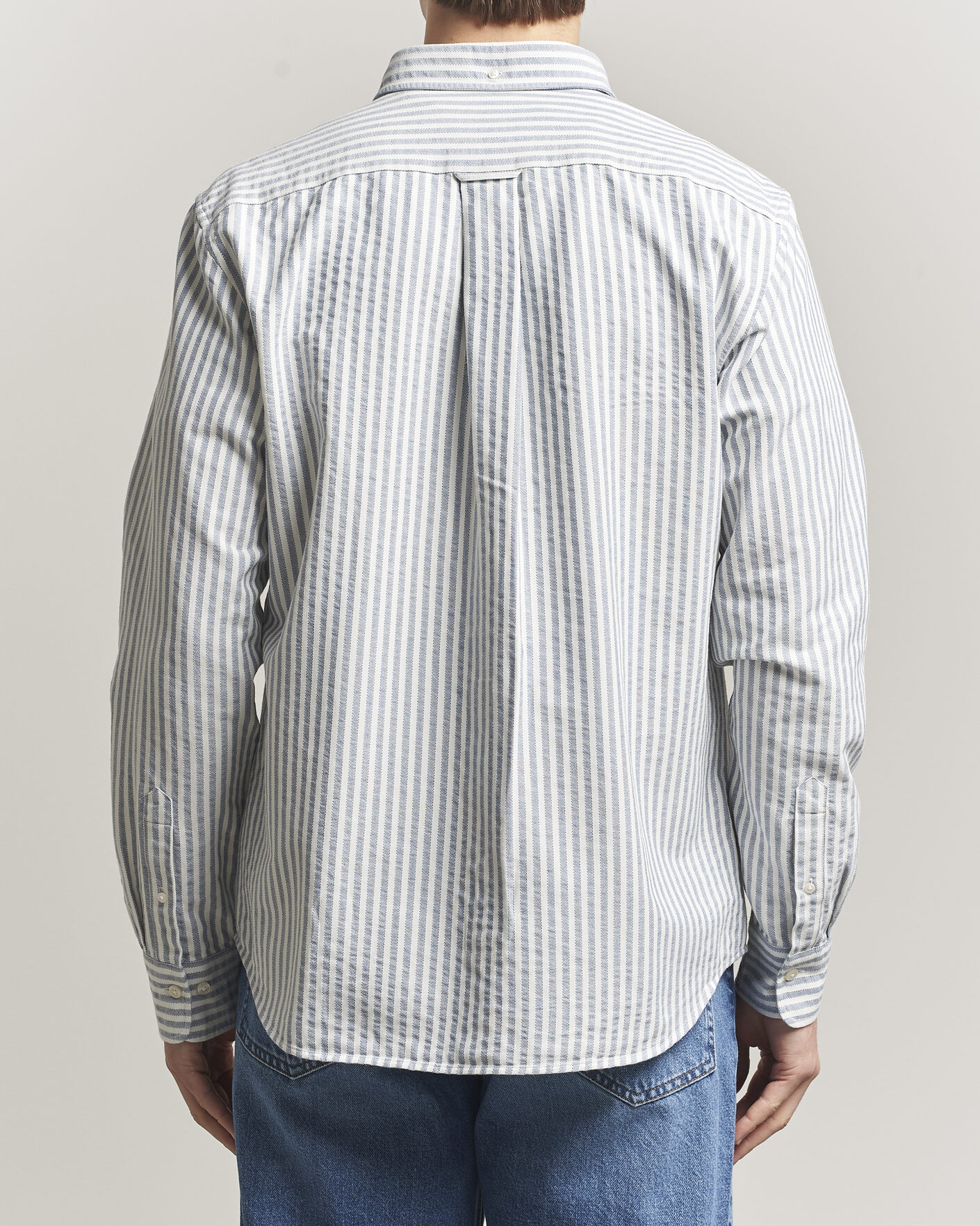 Heren | Overhemden | Gant | Regular Fit Textured Striped Shirt Vintage Blue