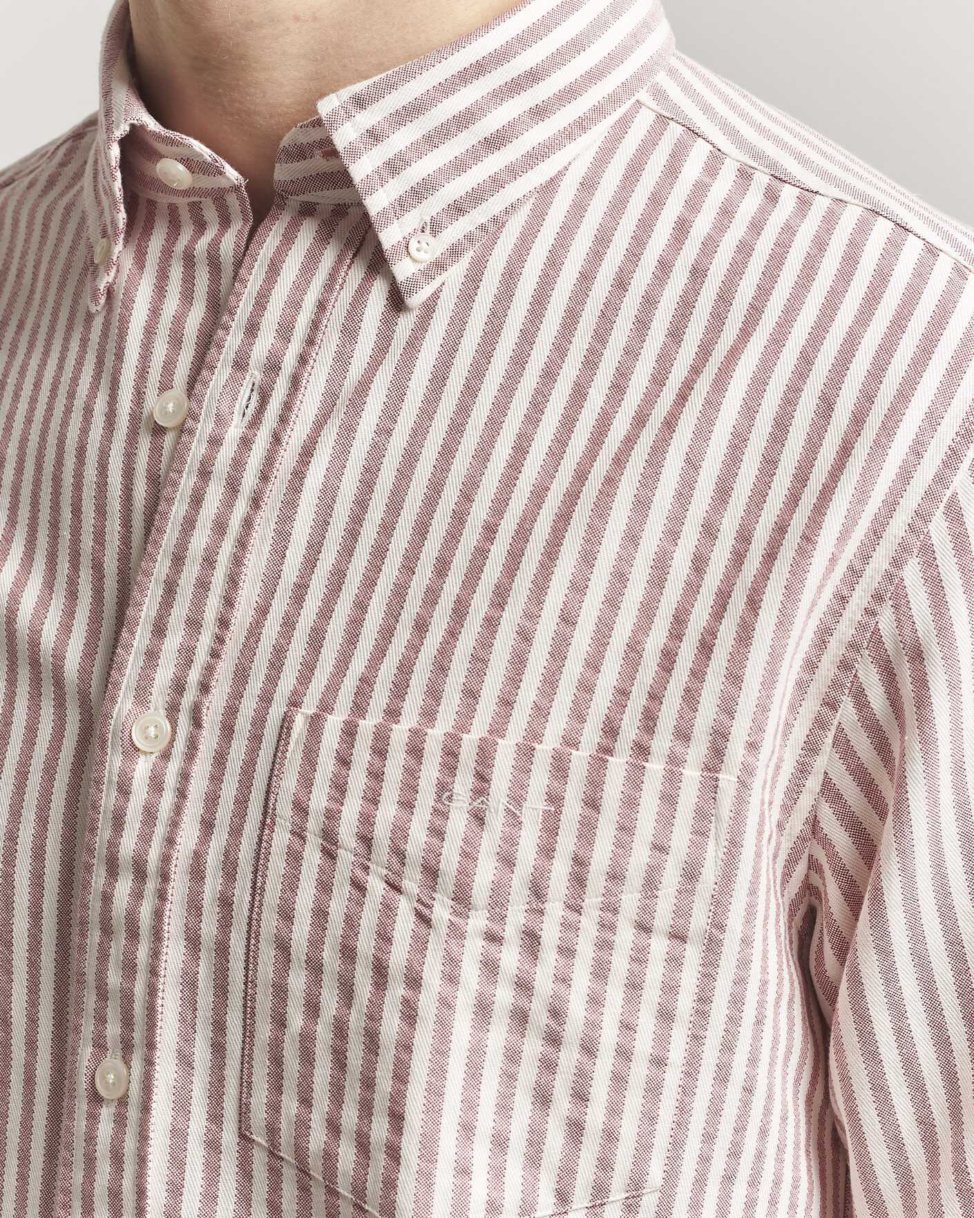 Heren | Overhemden | Gant | Regular Fit Textured Striped Shirt Rose Red