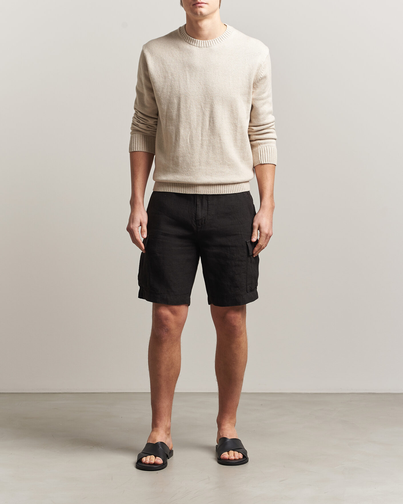 Heren | Korte broek | GANT | Regular Fit Linen Cargo Shorts Ebony Black