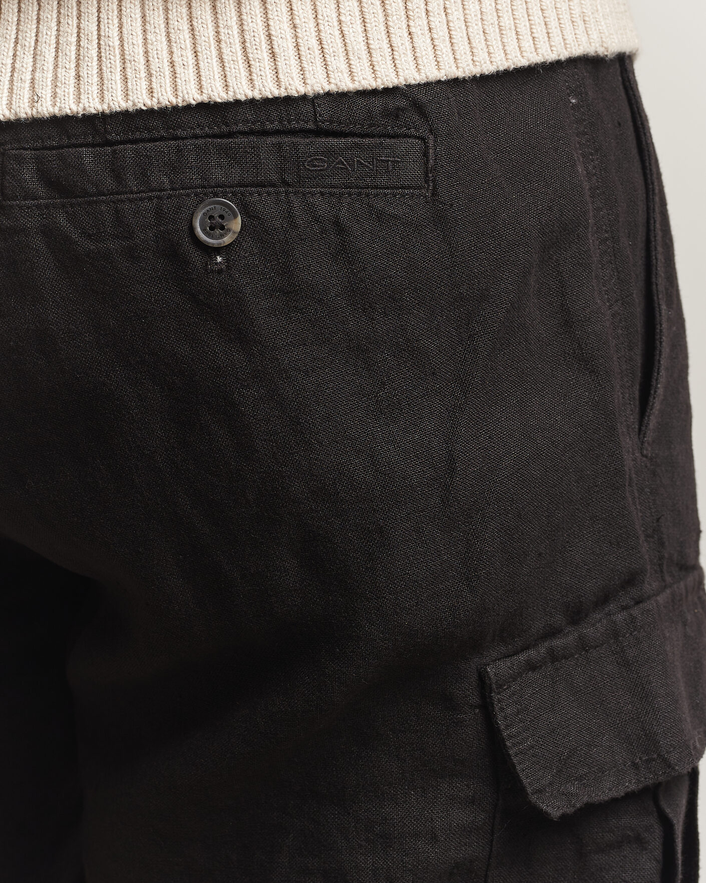 Heren | Korte broek | Gant | Regular Fit Linen Cargo Shorts Ebony Black