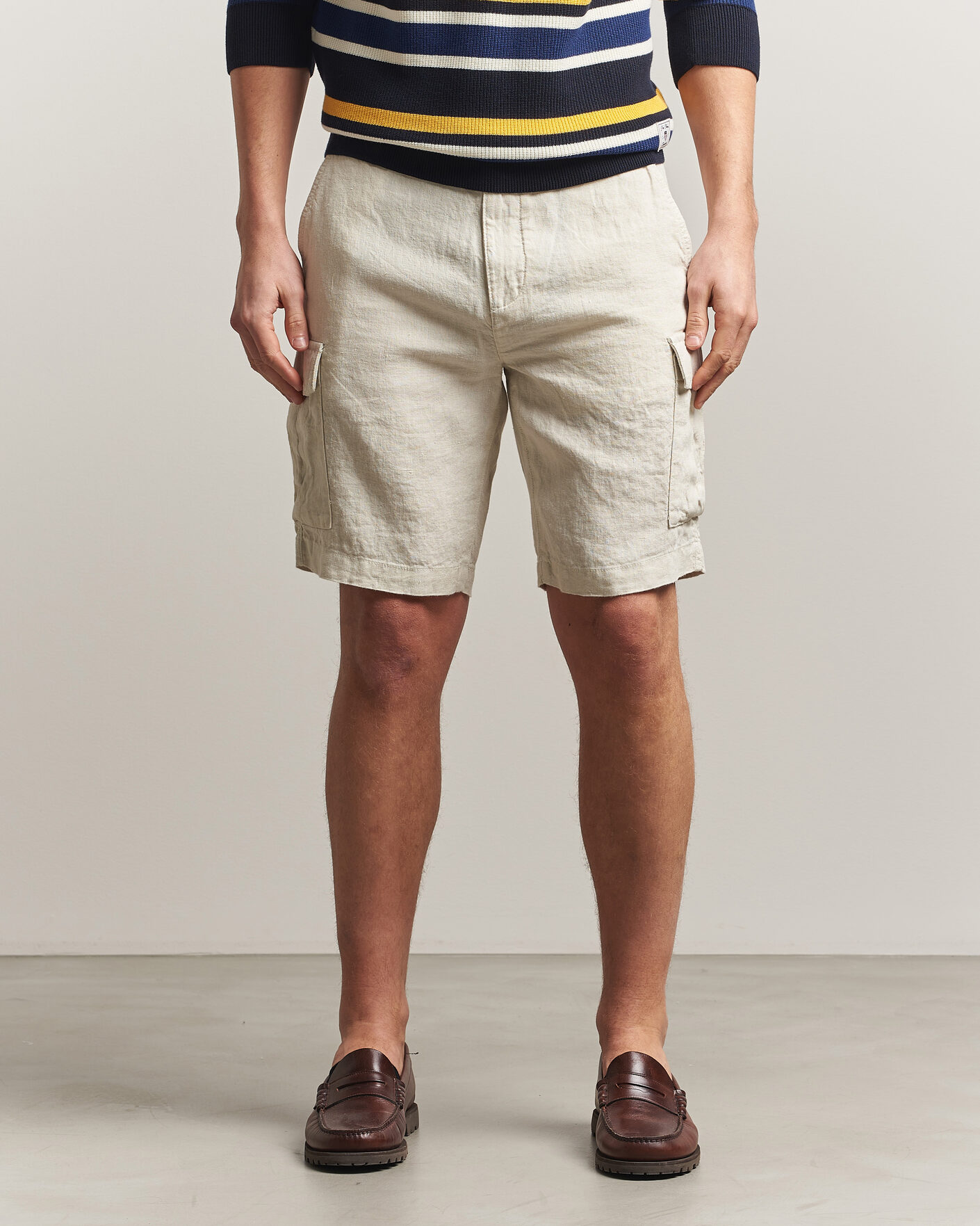 Heren | Korte broek | Gant | Regular Fit Linen Cargo Shorts Sand