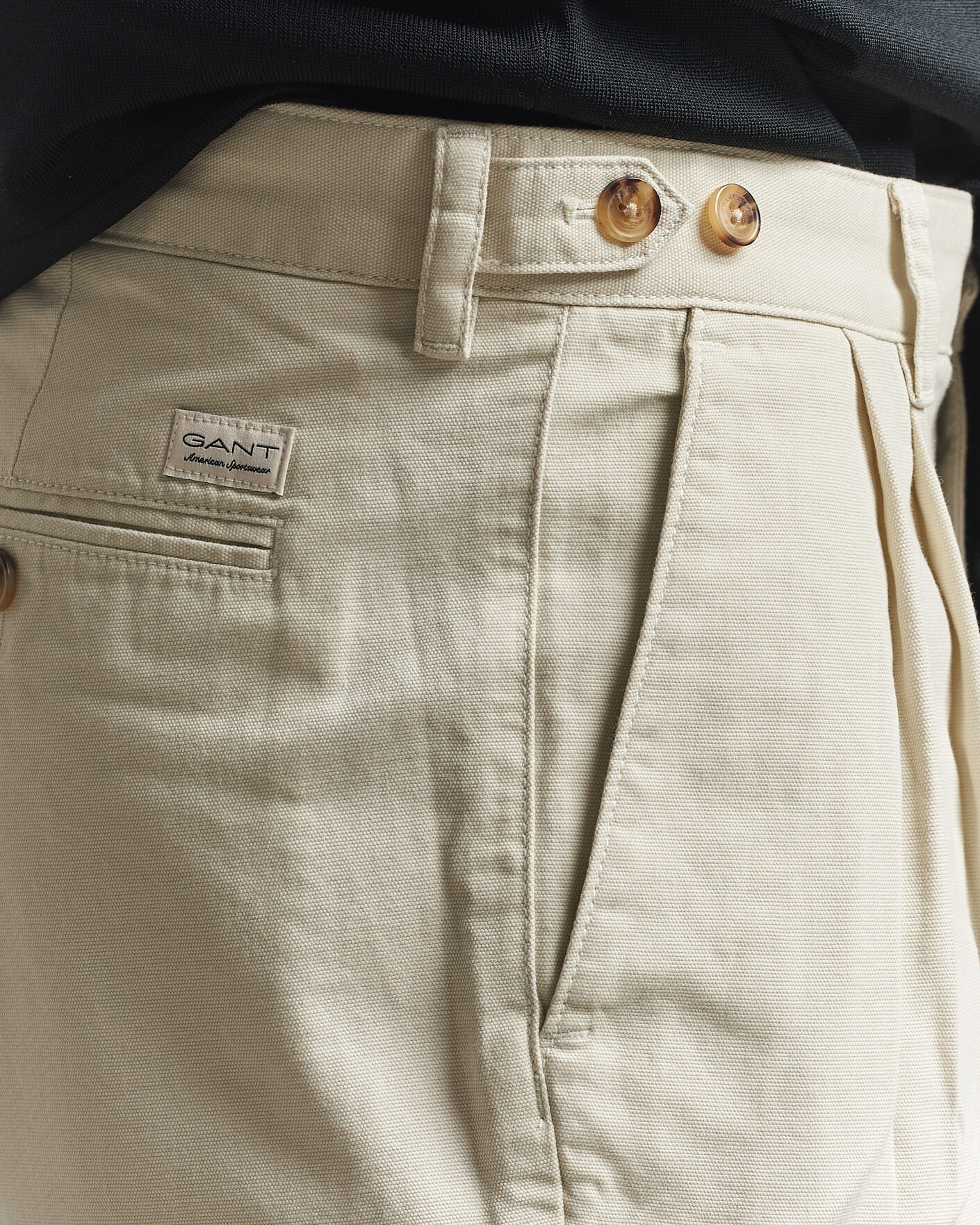 Heren | Korte broek | GANT | Relaxed Light Canvas Pleated Shorts Sand
