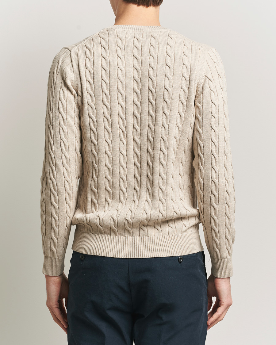 Heren | Truien | GANT | Cotton Cable Crew Neck Pullover Oat Melange