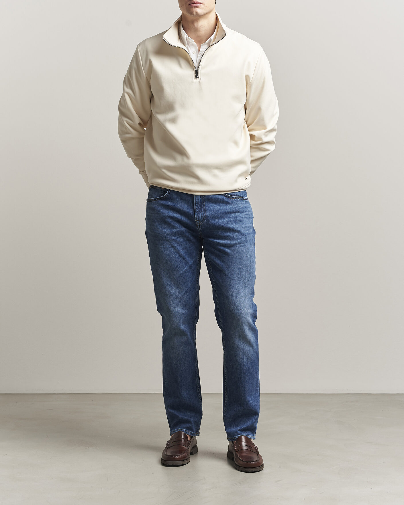 Heren | Truien | GANT | Interlock Half Zip Creamed White