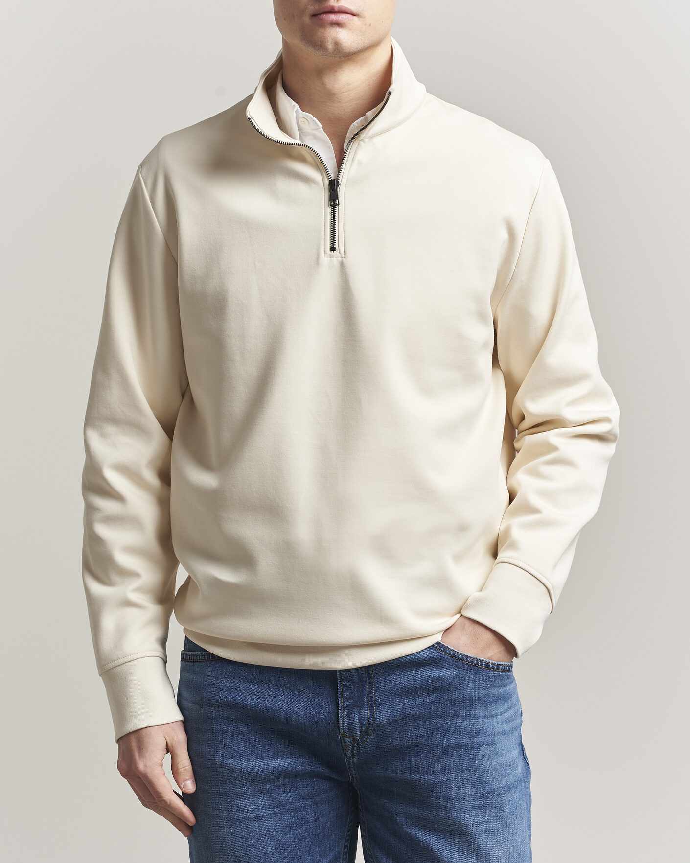 Heren | Truien | Gant | Interlock Half Zip Creamed White