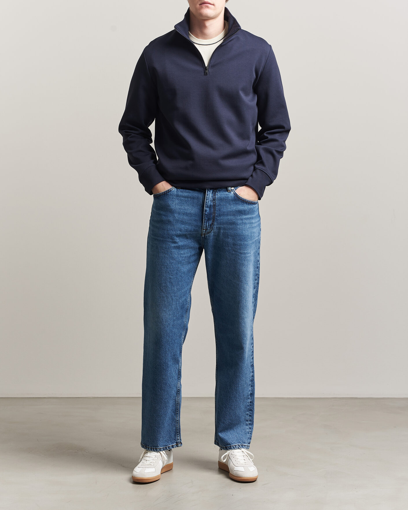 Heren | Truien | GANT | Interlock Half Zip Evening Blue
