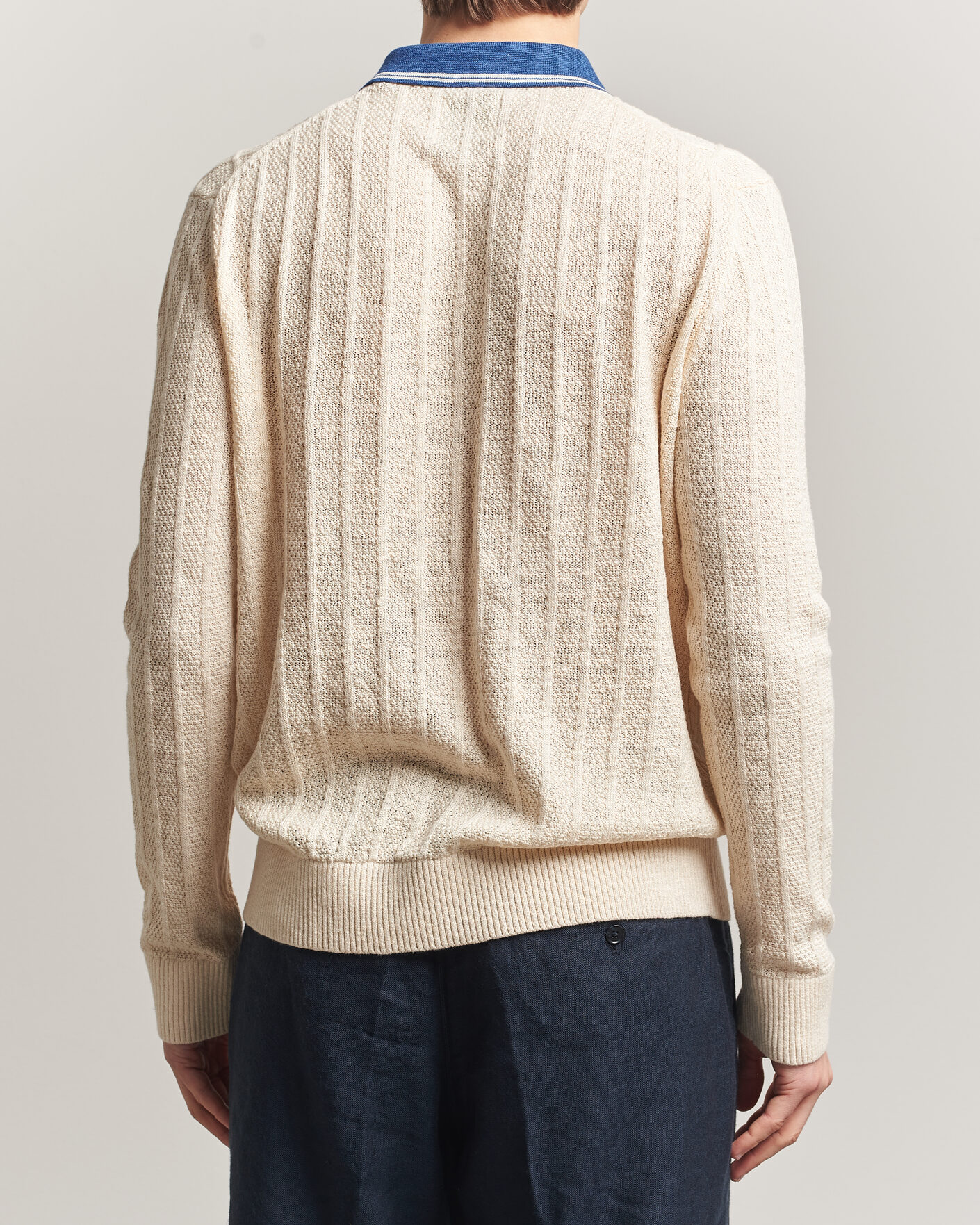 Heren | Truien | GANT | Linen/Cotton Knitted Polo Creamed White