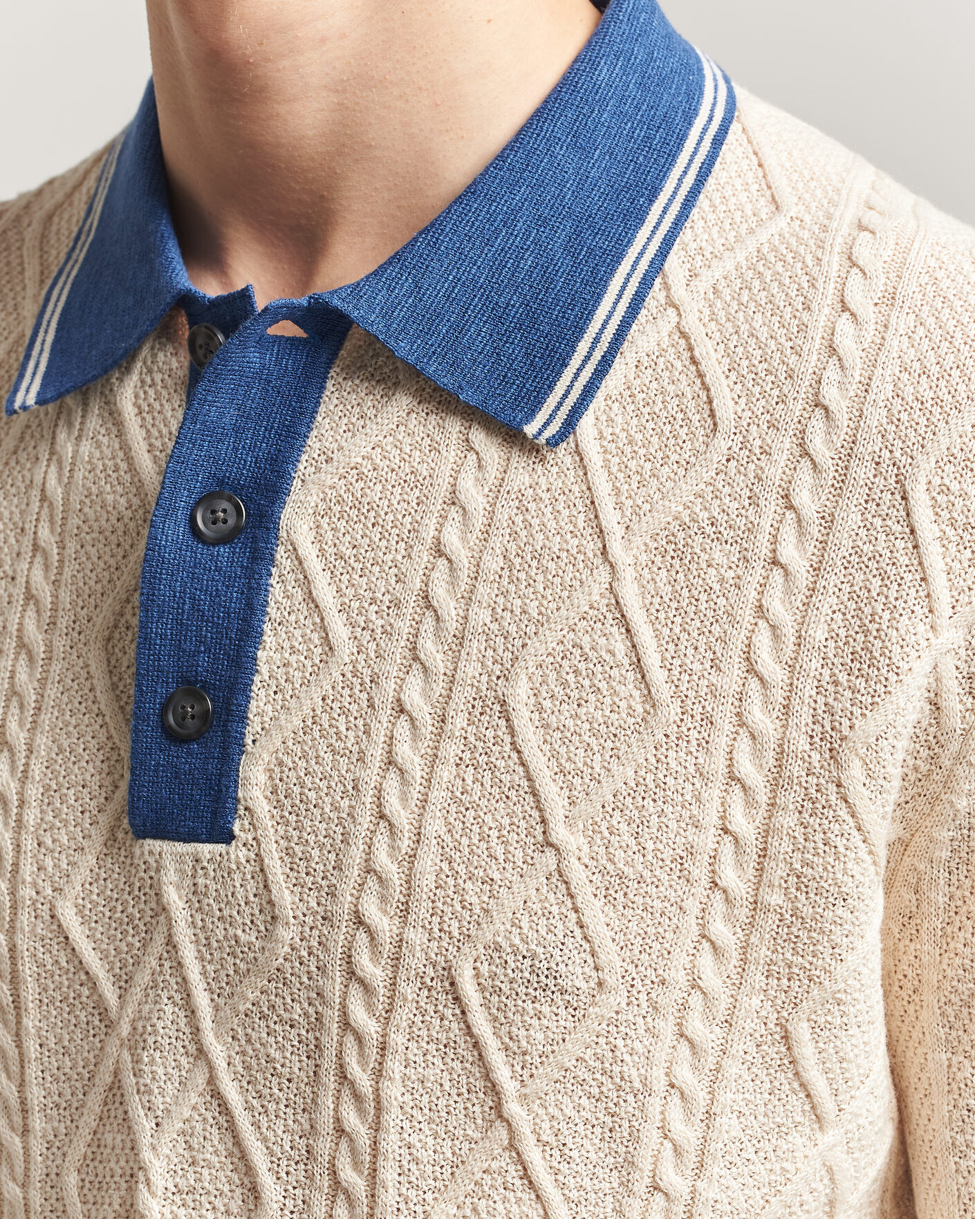Heren | Truien | Gant | Linen/Cotton Knitted Polo Creamed White