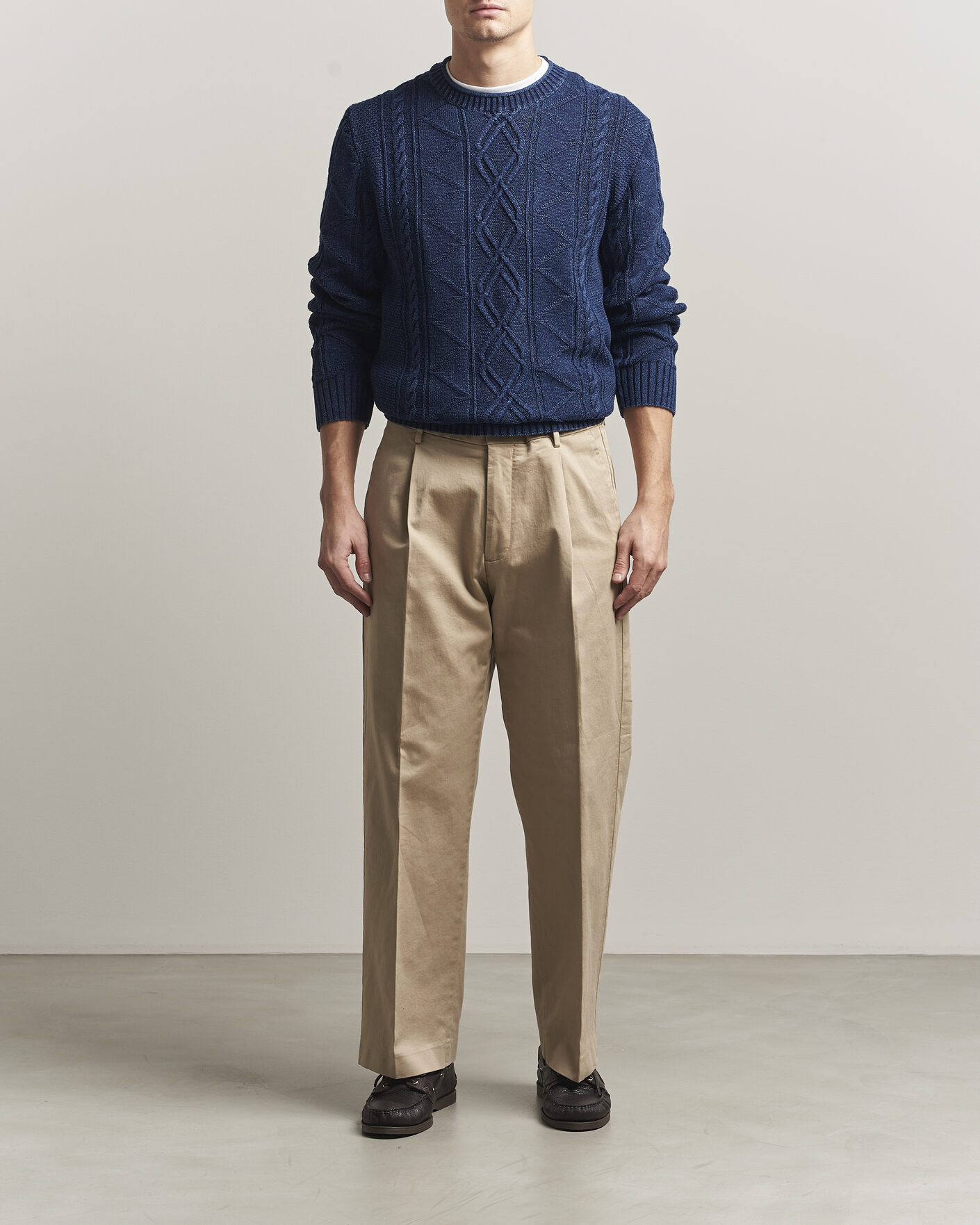 Heren | Truien | GANT | Indigo Aran Knitted Sweater Rich Navy