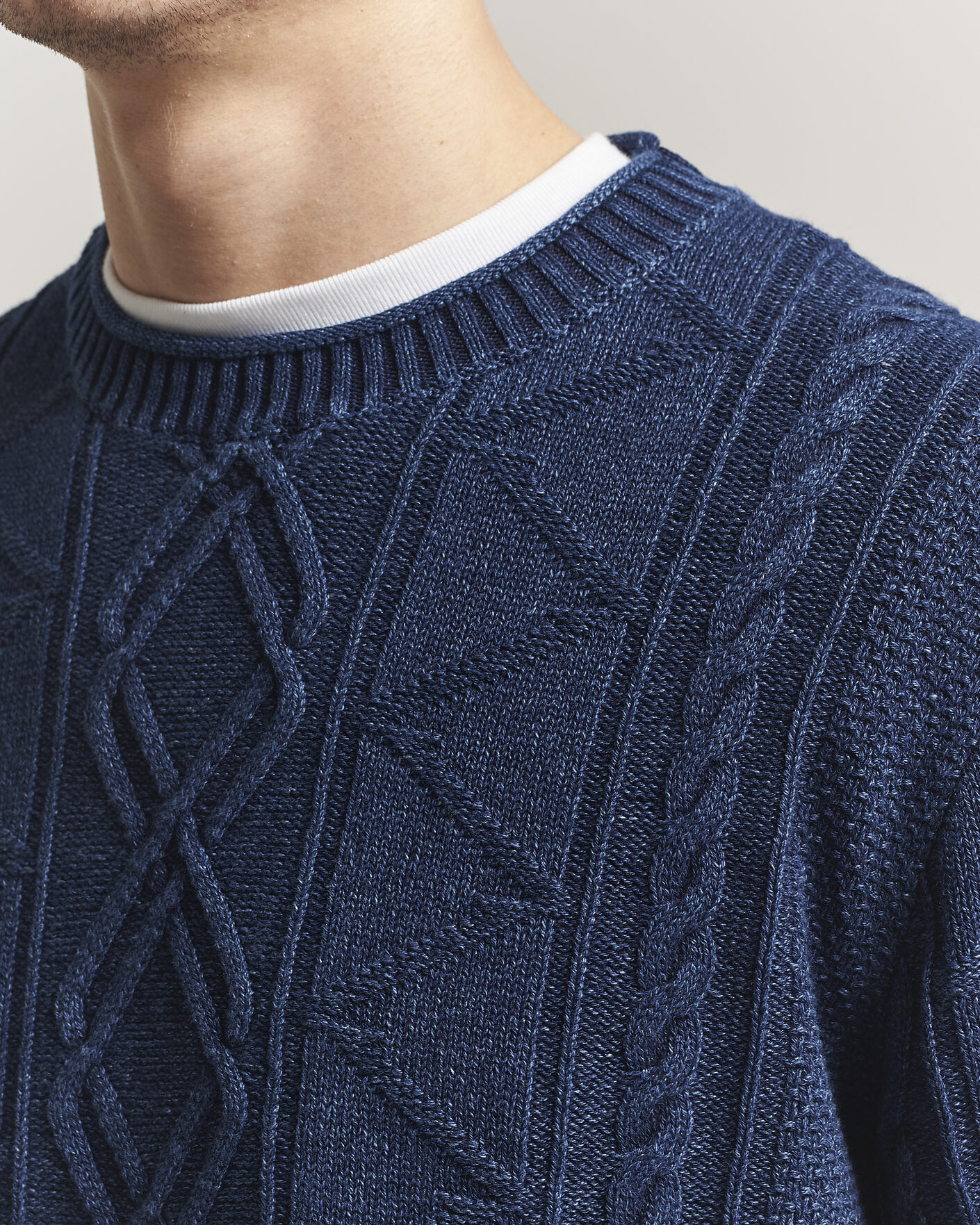Heren | Truien | Gant | Indigo Aran Knitted Sweater Rich Navy