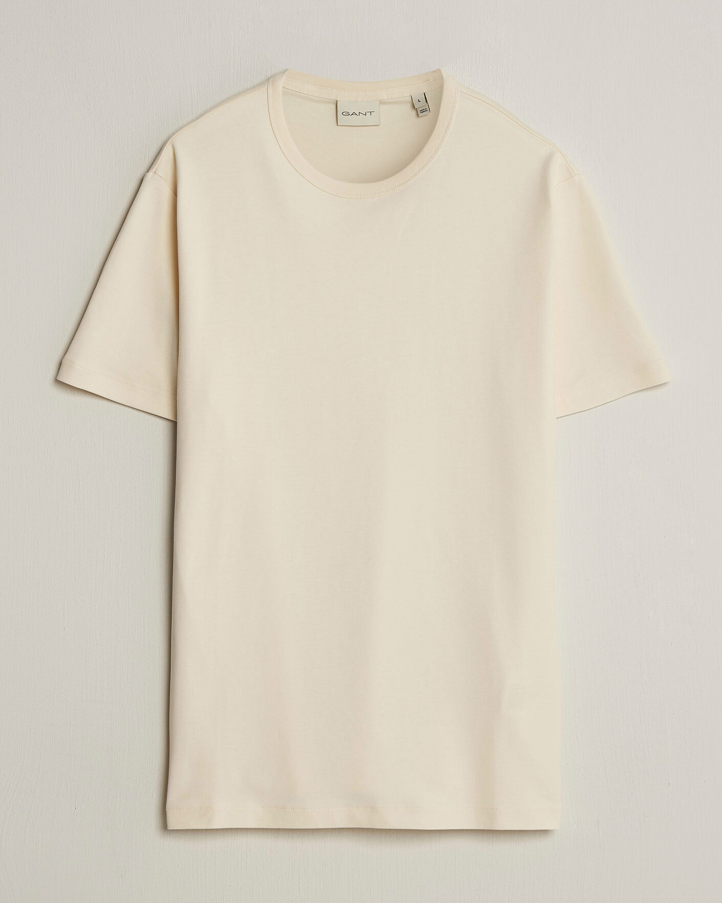 Heren | T-shirts | Gant | Interlock Crew Neck T-Shirt Creamed White