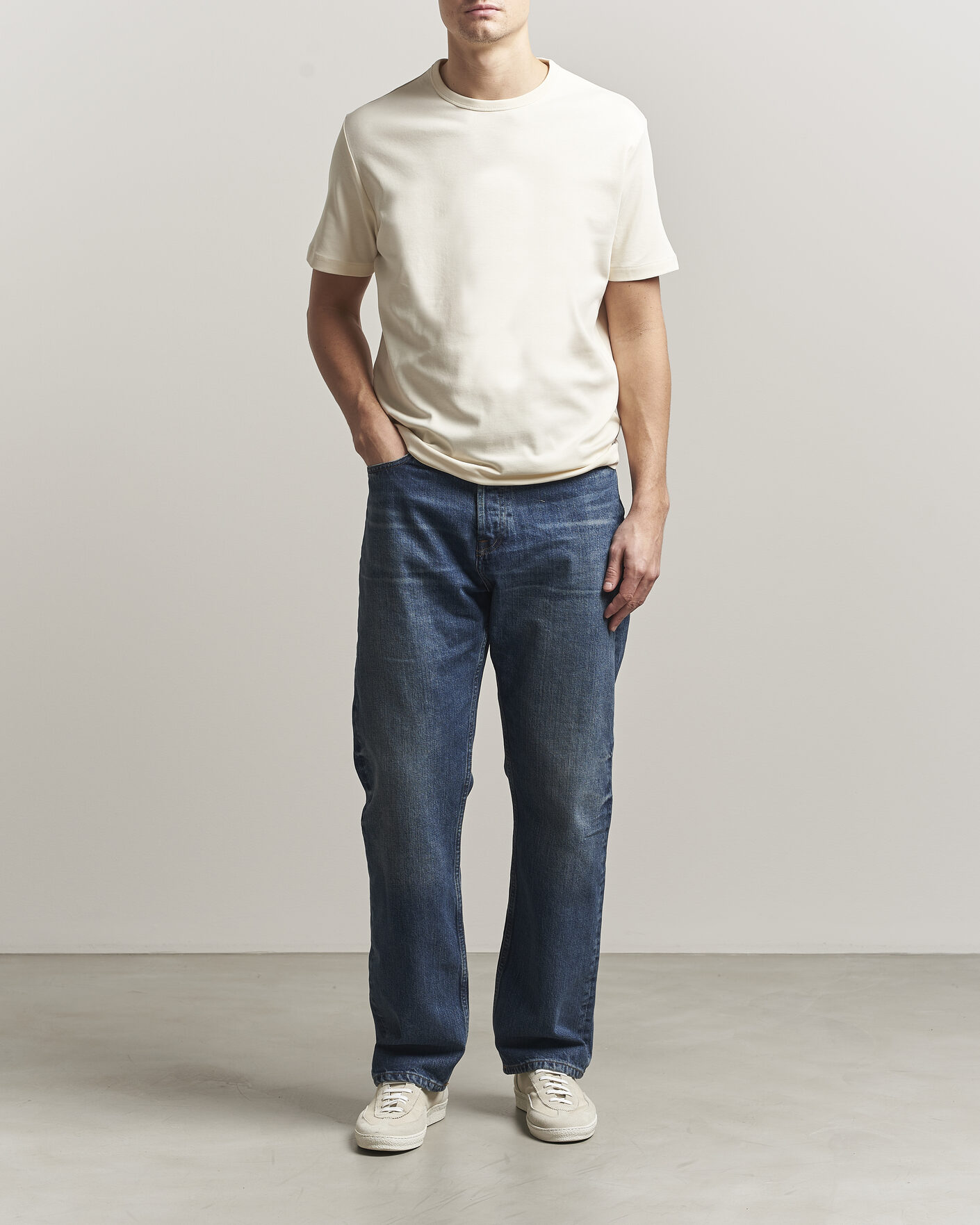 Heren | T-shirts | Gant | Interlock Crew Neck T-Shirt Creamed White
