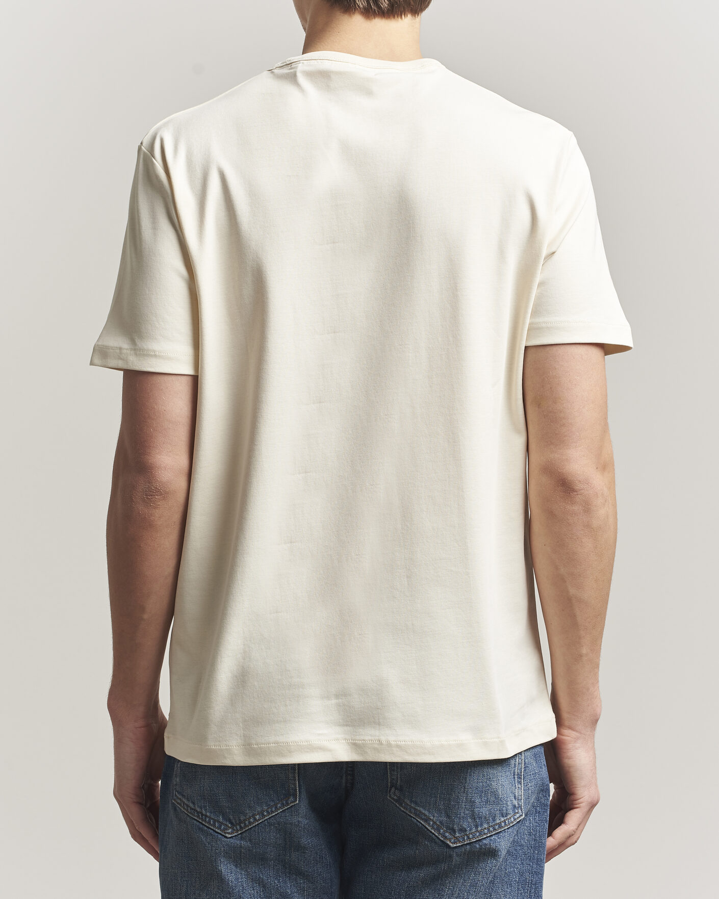 Heren | T-shirts | Gant | Interlock Crew Neck T-Shirt Creamed White