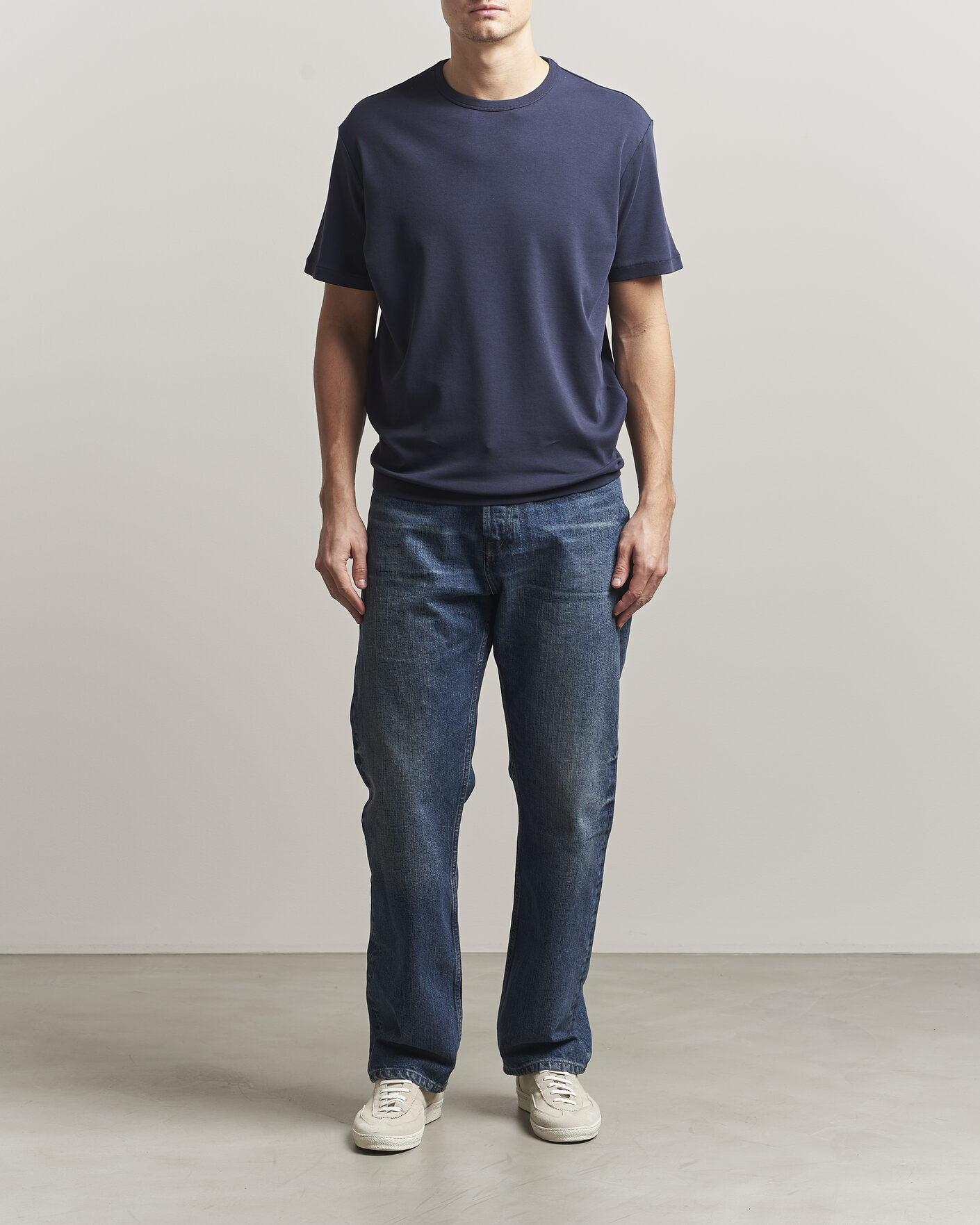 Heren | T-shirts | Gant | Interlock Crew Neck T-Shirt Evening Blue