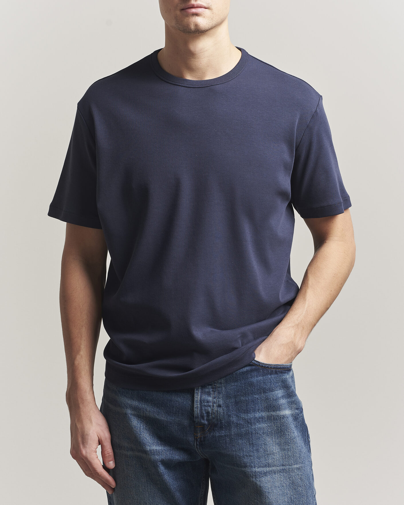 Heren | T-shirts | GANT | Interlock Crew Neck T-Shirt Evening Blue