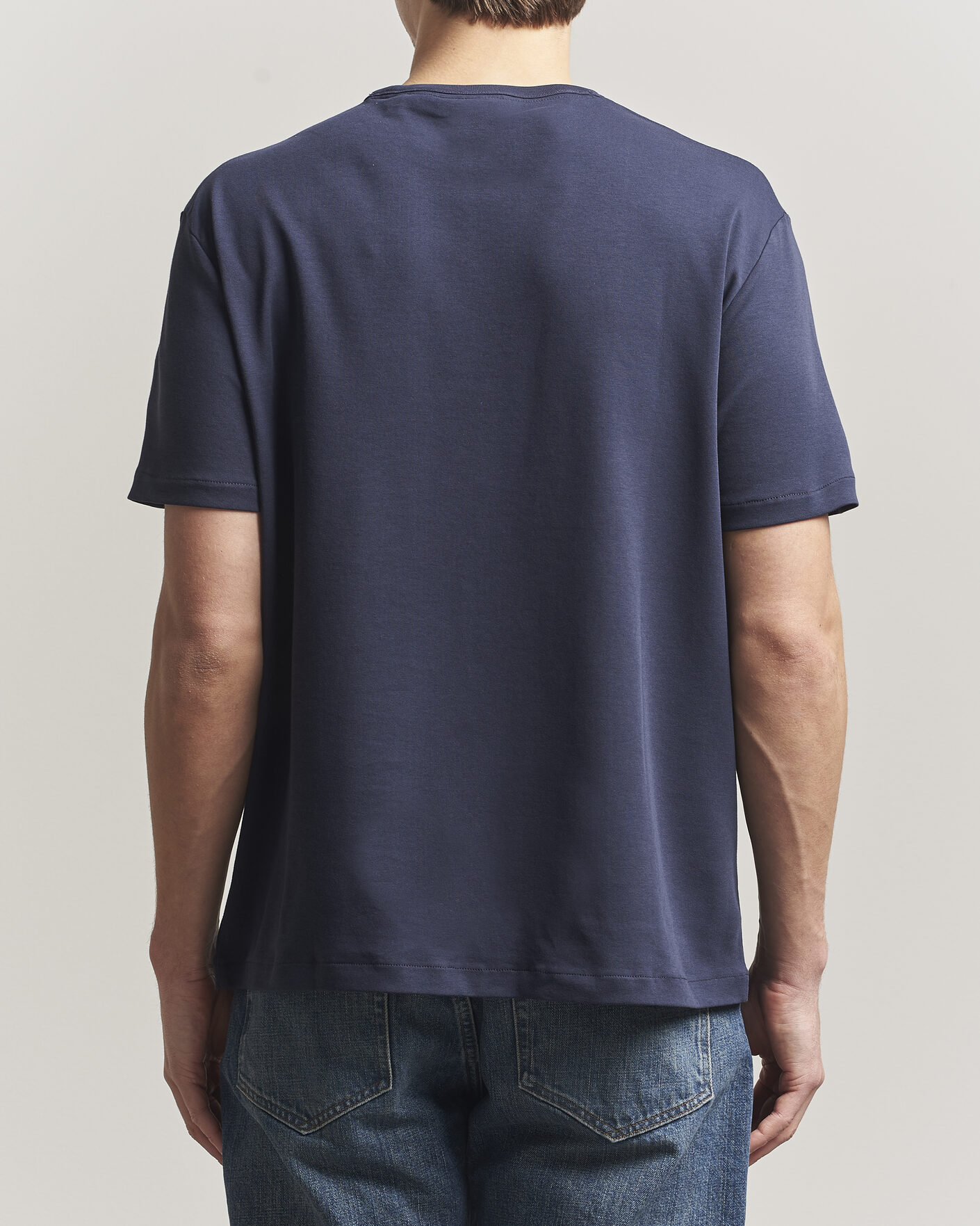 Heren | T-shirts | Gant | Interlock Crew Neck T-Shirt Evening Blue